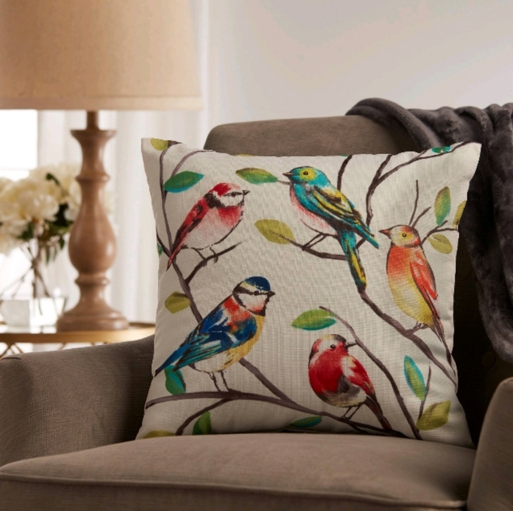 🐦 Large Bird Throw Pillow Colorful Home Decor NEW